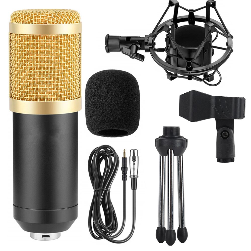 Micrófono electrónico de ordenador Gevo BM800, condensador de trípode de investigación de micrófono de 3,5mm con cable, karaoke portátil: Otro