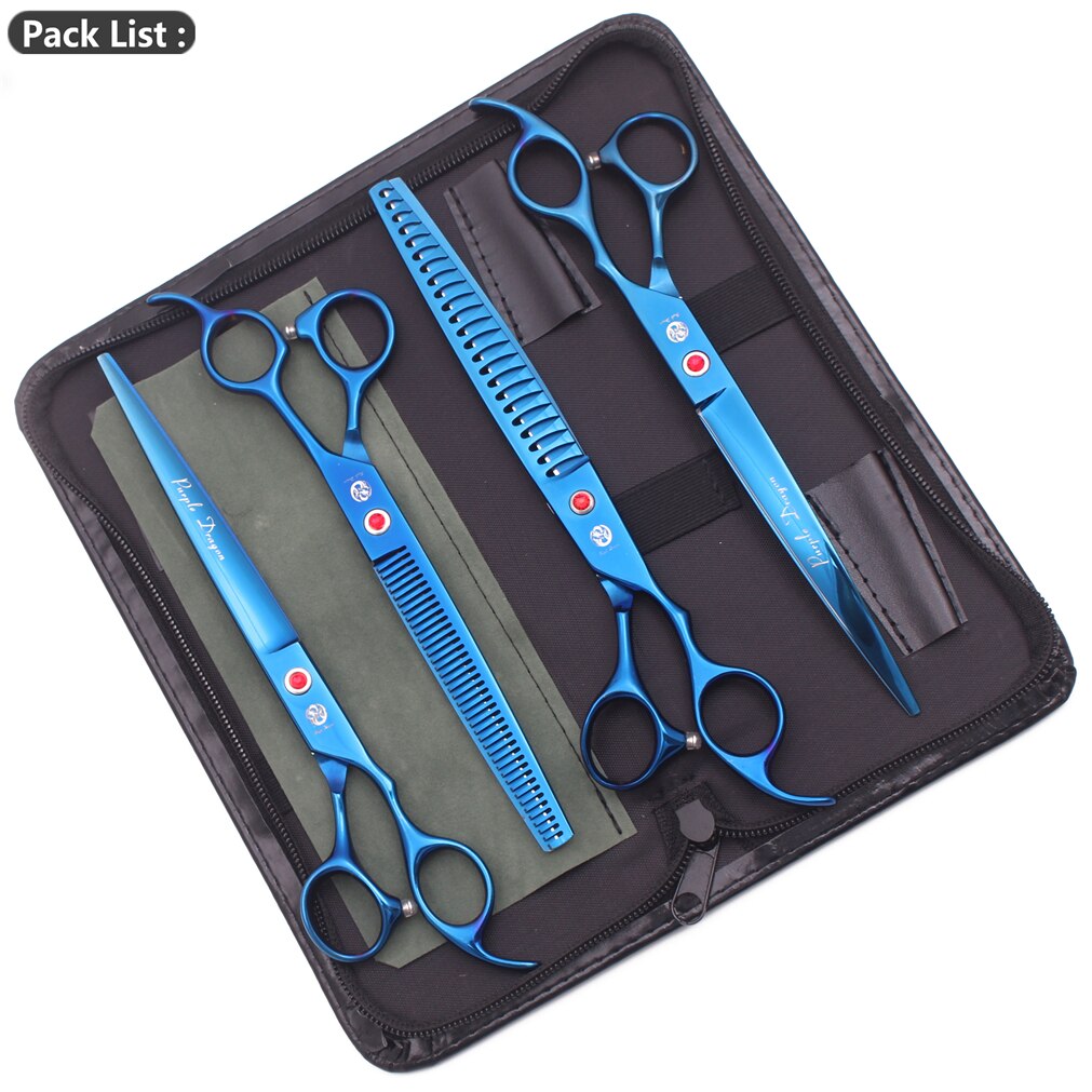 tijeras para perros 8,0 "dragón púrpura JP 440C tijeras de peluquería canina Kit para adelgazamiento tijeras perro curva tijeras agregar caso Z3005 tijeras peluqueria: YuGu-Lan-D4