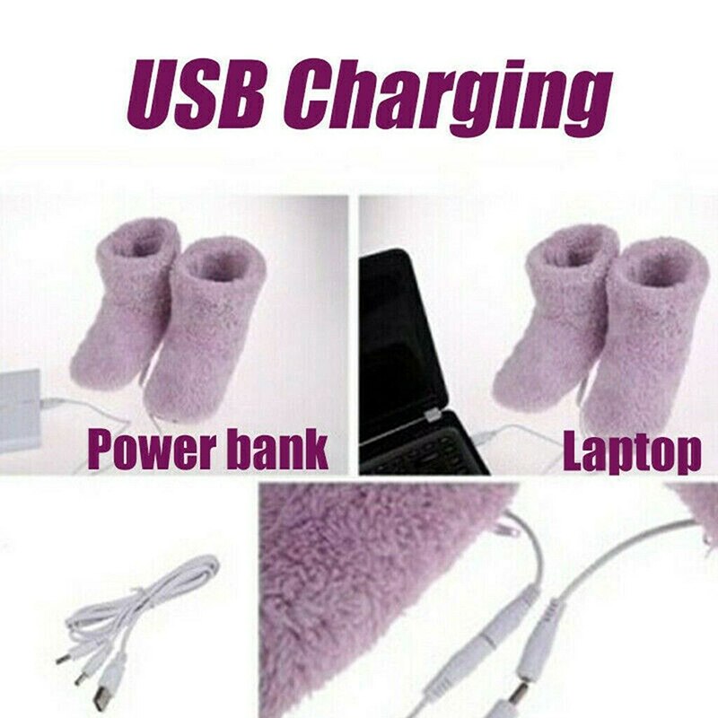 Vinter usb varmare fotskor plysch varma elektriska tofflor fötter värmetvättbara män/kvinnor sci 88