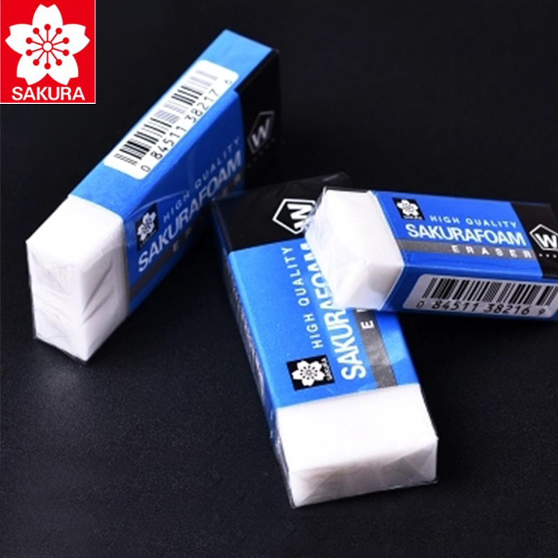 Japan sakura stort skum suddgummi 5 st/lot 59*24*10mm för ritning skiss penna suddgummi vit skol- och kontorsmaterial