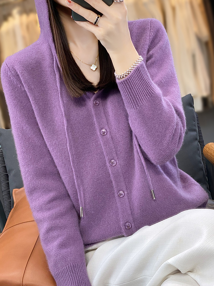 2025 novos cardigans de lã penteado camisola com capuz feminino manga longa malha outerwear senhora roupas de malha topos moda tendência casual