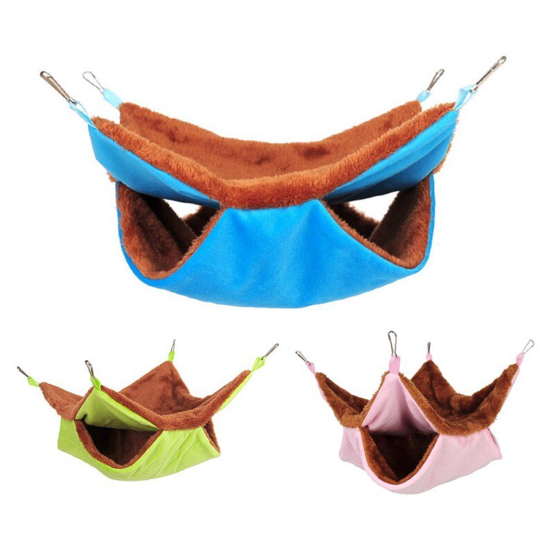 Warm Hamster Hangmat Opknoping Bed Huis Dierbenodigdheden Winter Kleine Dier Eekhoorn Cavia Double-Layer Pluche Katoen Nest