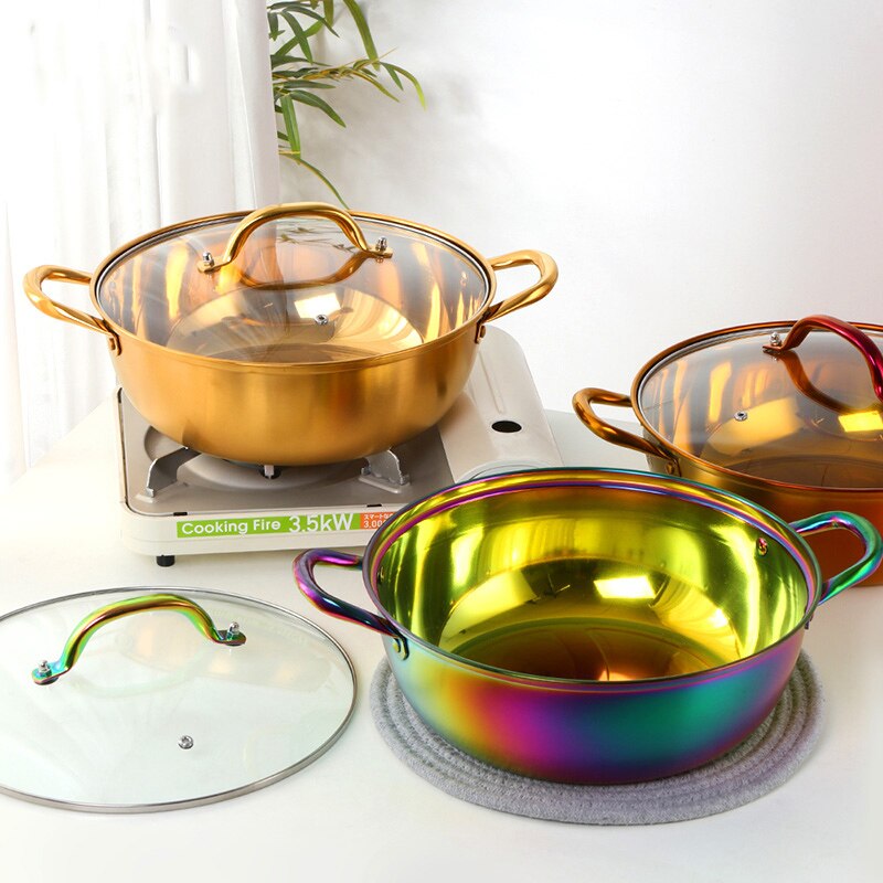 Chinese Pot Stainless Steel Cooking Pot Kitchen Utensils Single-Layer Compatible Soup Stock Pots Home Cookware