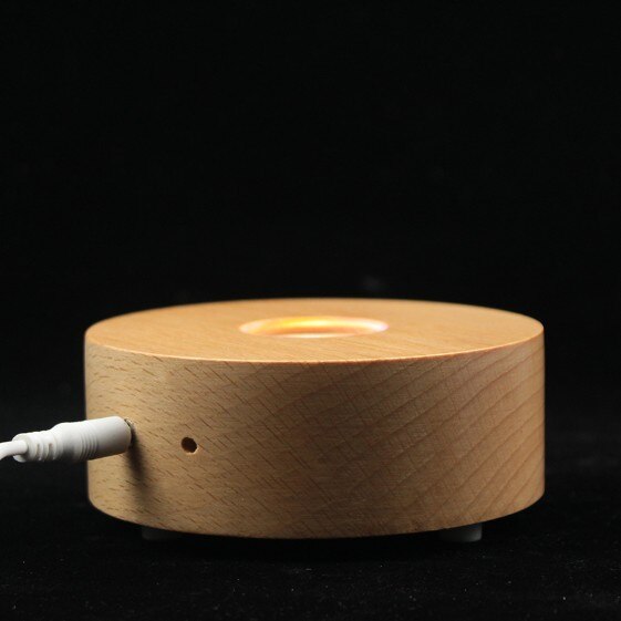 Base de Luz Led de madera para bolas y cubos de cristal, coloridas, de lujo, 100mm: wooden led base