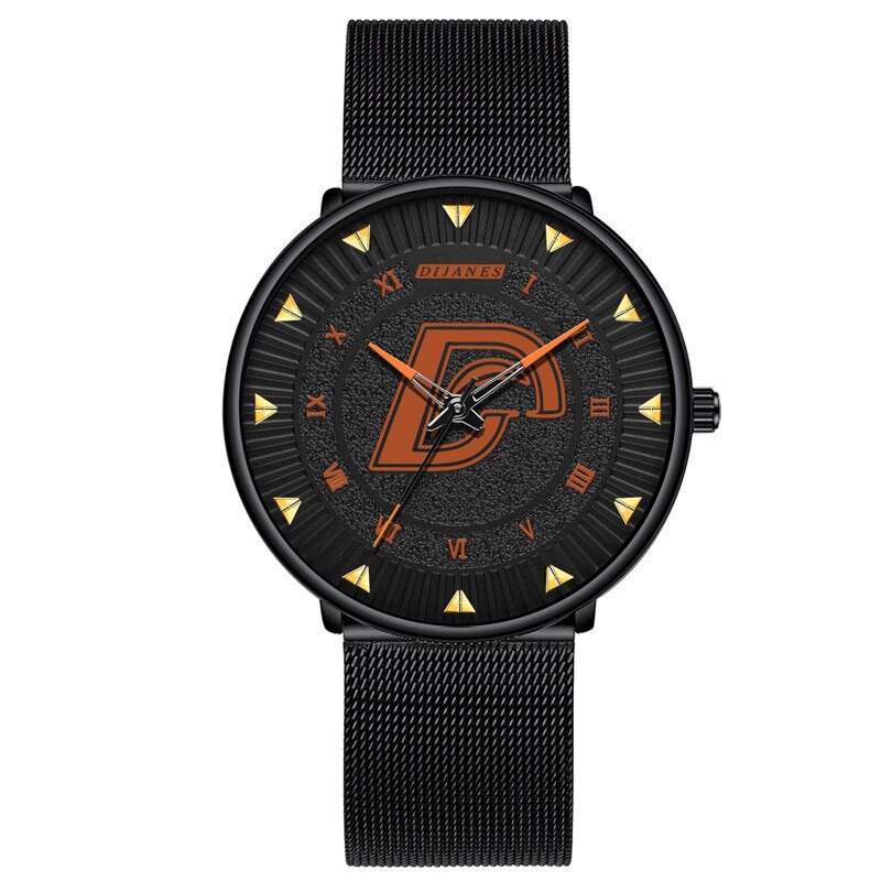 Minimalistische Mannen Mode Ultra Dunne Horloges Eenvoudige Mannen Business Roestvrijstalen Gaas Riem Quartz Horloge Relogio Masculino: M Black Yellow