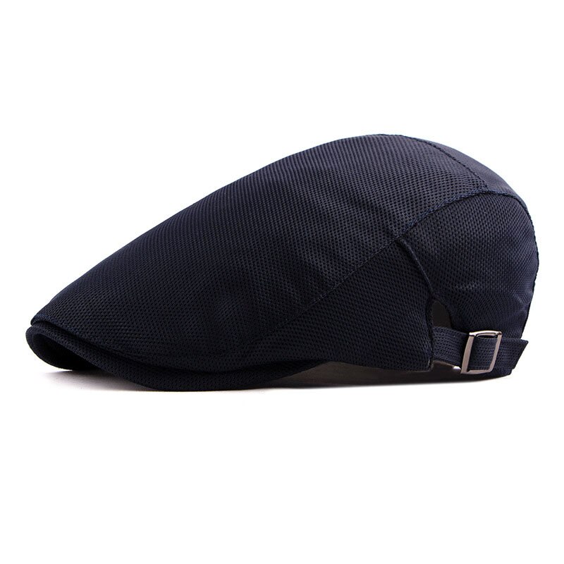 Newsboy Caps For Men Summer Hat Gray Breathable Mesh Solid Vintage Classic Men Women Ivy Flatcap Berets Driver Hats: dark blue