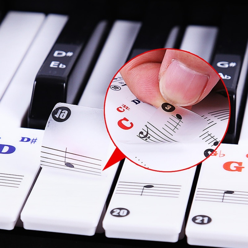 88/61 key color piano letter notes stickers keyboard hand roll piano keyboard transparent stickers notation transparent