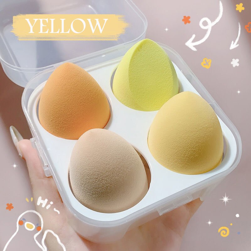 Makeup Sponge Beauty Blender Bombs Cosmetics Waterdrop Blending Tools For Liquid Cream Foundation Sponge for Makeup 1/4/7pcs: 4pcs-yellow