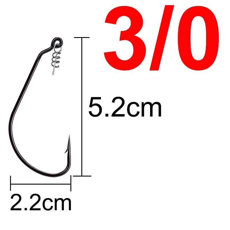 20 pcs Fishing Worm Hook with Spring Twist Lock Screw For Soft Worm Lure Bass Barbed Carp Crank Fishing Hook: 3l0