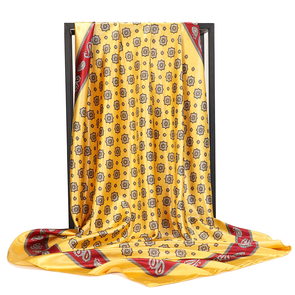 Sciarpa testa di seta Foulard per donna moda sciarpa per capelli quattro stagioni 90*90cm Hijab Foulard i&quot;bandana Femme: BK40-9