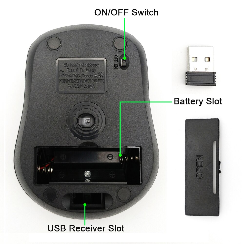 USB Wireless mouse 2000DPI Adjustable Receiver Optical Computer Mouse 2.4GHz Ergonomic Mice For Laptop PC Mouse