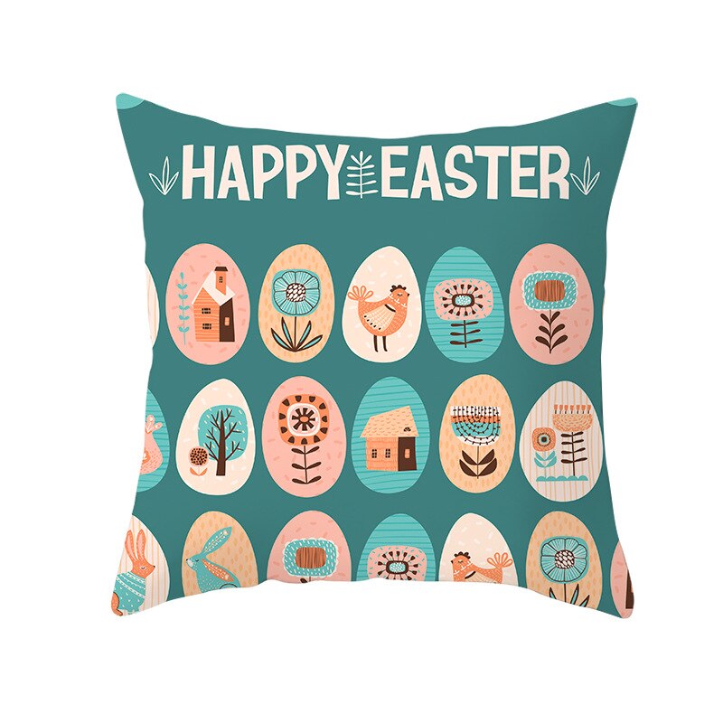 Kids Kussen Print Pasen Leuke Konijn Print Kussen 45*45Cm Case Polyester Sofa Auto Kussen Cover Home Decor funda Rechthoekige: 13