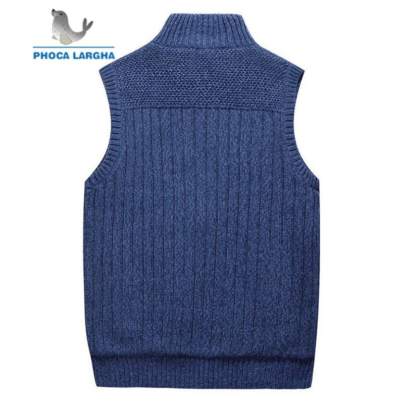 Herr ulltröjor väst kofta manlig varm tröja business casual ärmlös stickad väst jacka solid fleece sweatercoat homme