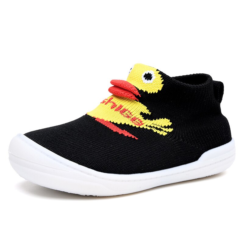 Pojkar flickor söta små gula anka strumpor skor flickor skor barn skor casual baby strumpor skor fitness skor gummi: Svart / 10.5