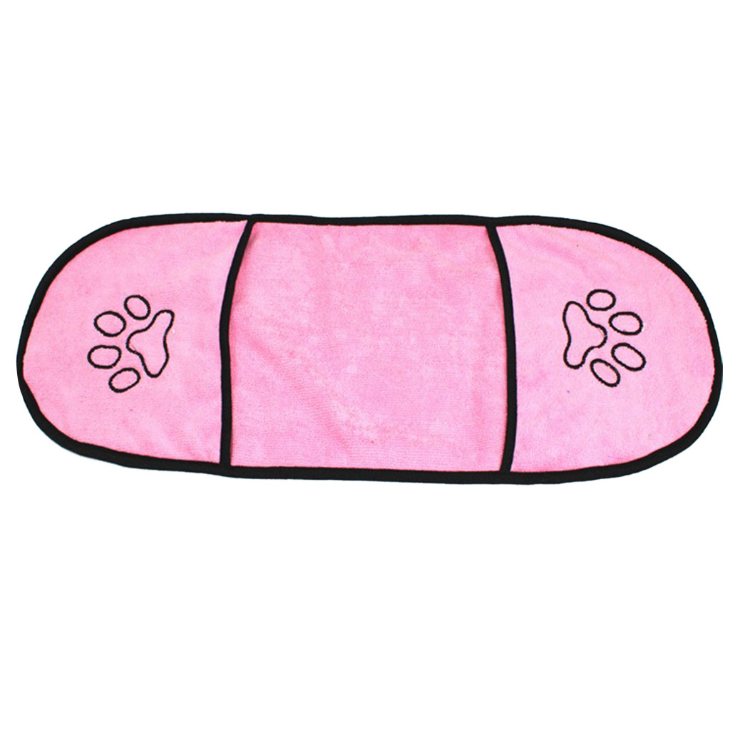 Toalla de perro súper absorbente, Toalla de baño de mascotas, Toalla de microfibra para secado de perros con dos bolsillos para perros pequeños, medianos y grandes: Pink