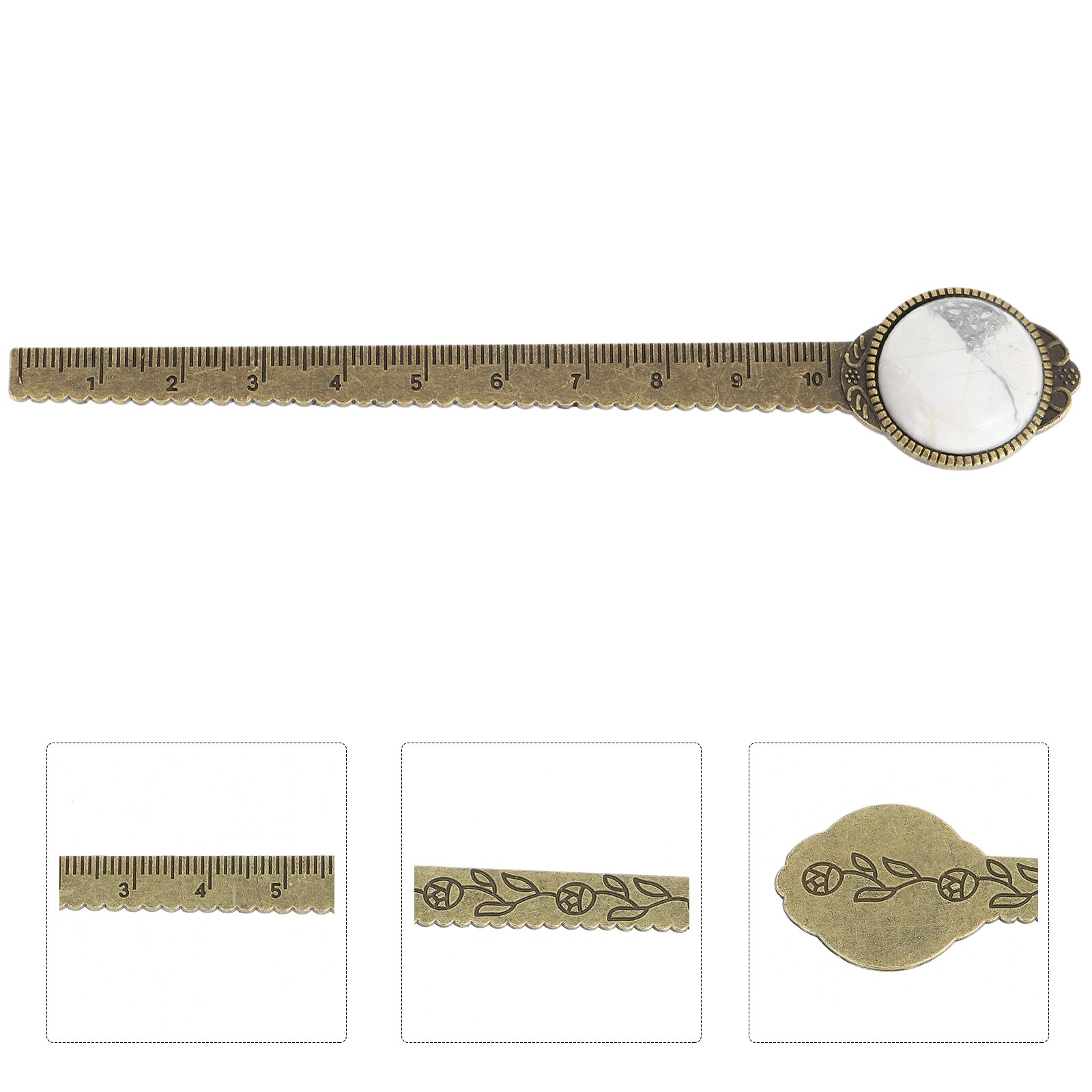 Zinc Alloy Book Mark Ruler Book Mark Retro Book Marker Paper Label Reading Tool: White