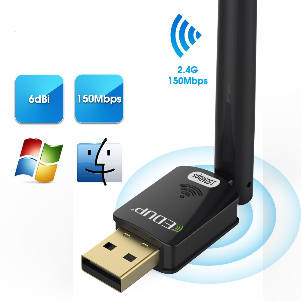 Adaptateur wifi usb 150mbps haut gain 6dbi wifi antenne 802.11n longue distance usb wi-fi récepteur Ethernet carte réseau