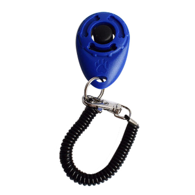 1 Stuk Pet Kat Hond Training Clicker Plastic Honden Klik Trainer Hulp Te Verstelbare Polsband Geluid Sleutelhanger hond Repeller: Blauw