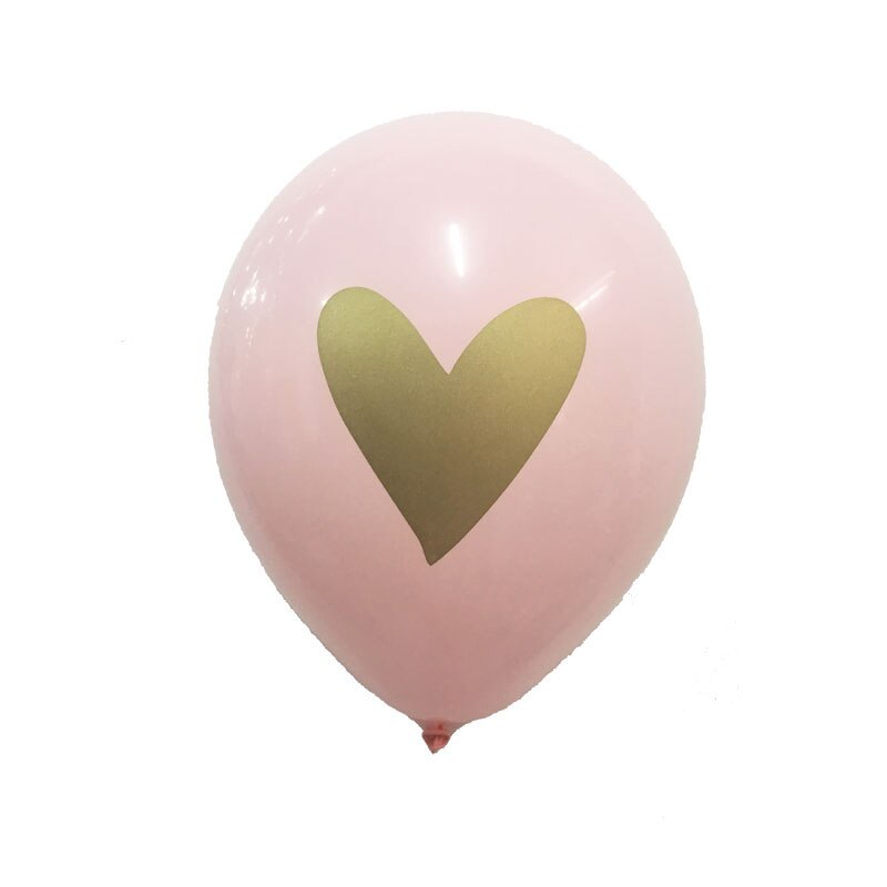 12 stk / lotguld hjerte trykt ballon bryllupsballoner brude bruseforlovelsesfest dekorbaby pige brusebad dekorationer: Lyserød