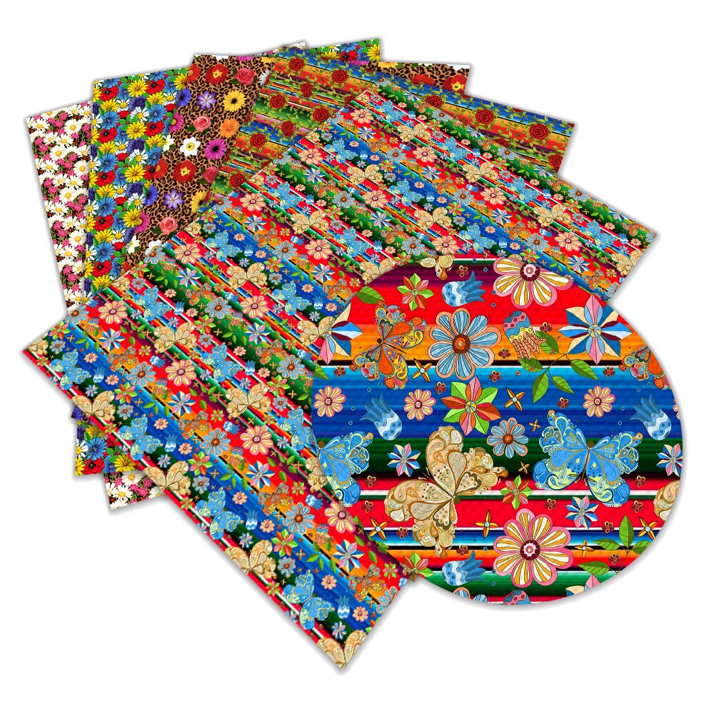 Arriavl Beautiful Flower Pattern A4 22x30cm Printed Faux Leather for DIY Bag Material Fabric L312 L313