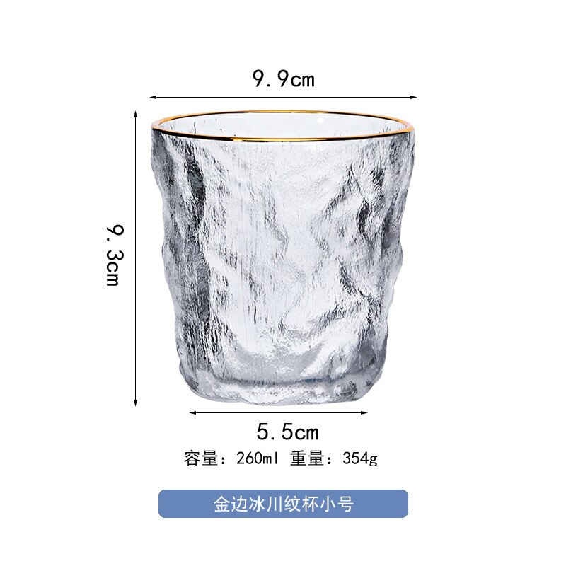 Ice Glacier Pattern Drinkware Durable Scale Glass Mug Breakfast Mlik Coffe Cup Household Couple Water Cup: 260ml Gold Top