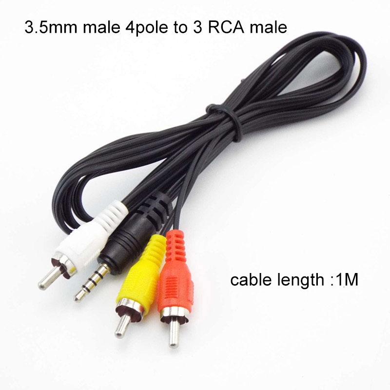 AV Cable Wire Cord 3pole 4 pole 3.5mm male female Jack Plug To 2RCA 3 RCA male female Adapter 3RCA Audio video B4: Red