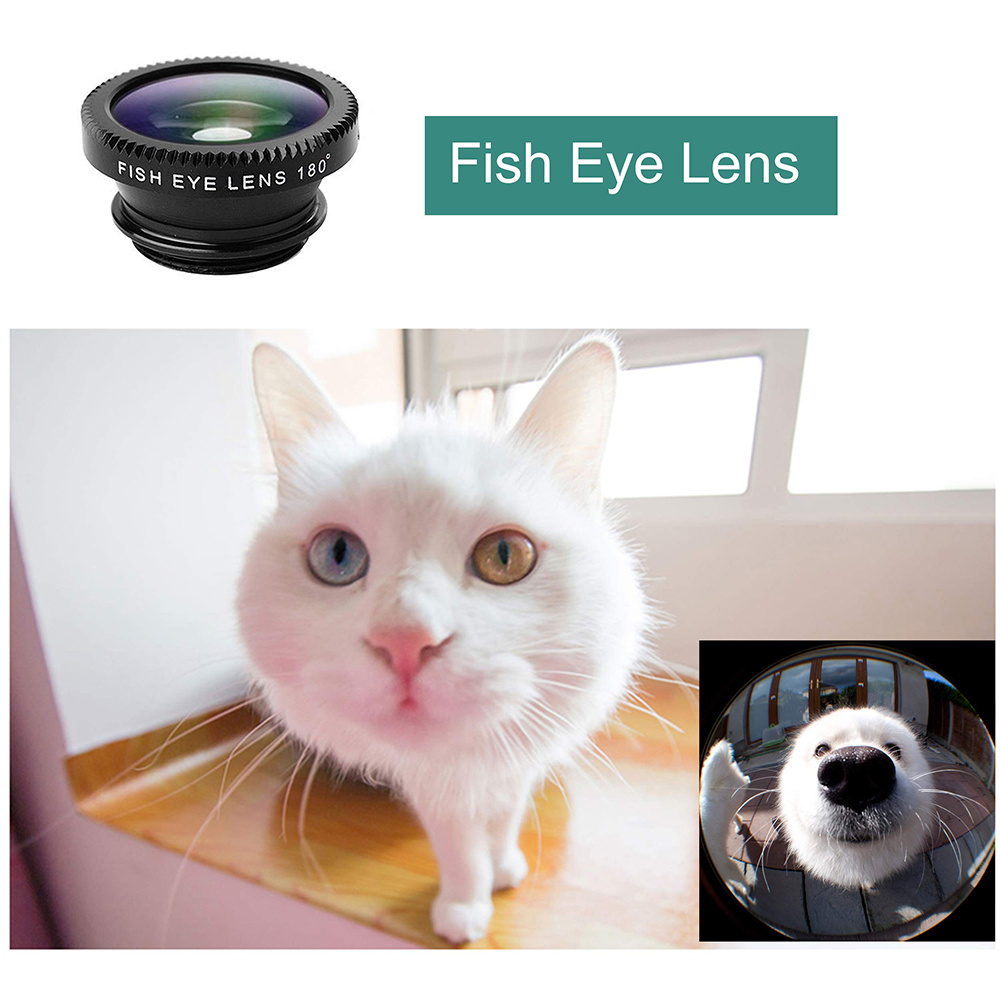 Objectif de téléphone Fisheye 3 en 1, Zoom grand Angle 0,67x, Macro œil de poisson, Kits de caméra pour Smartphone, Zoom œil de poisson avec Clip de téléphone