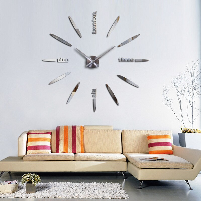 Diy wandklok met ,3d spiegelstickers, frameloze wandklok voor thuis, woonkamer, slaapkamer, kantoordecoratie