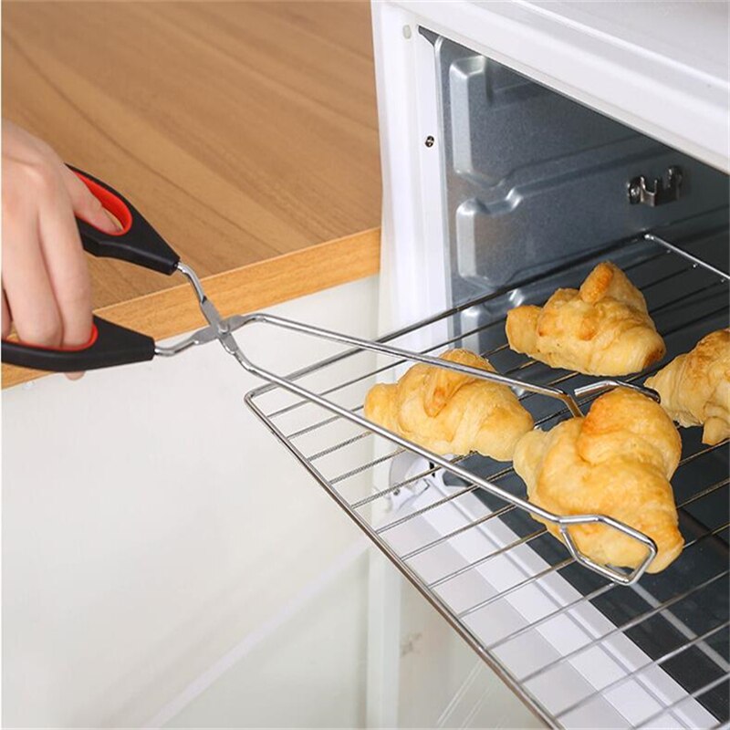 Tenazas de tijera para barbacoa, herramientas de barbacoa, pinzas para comida a la parrilla, mango de tijeras largo, Clip para asar pan, pinzas para el horno, accesorios para barbacoa