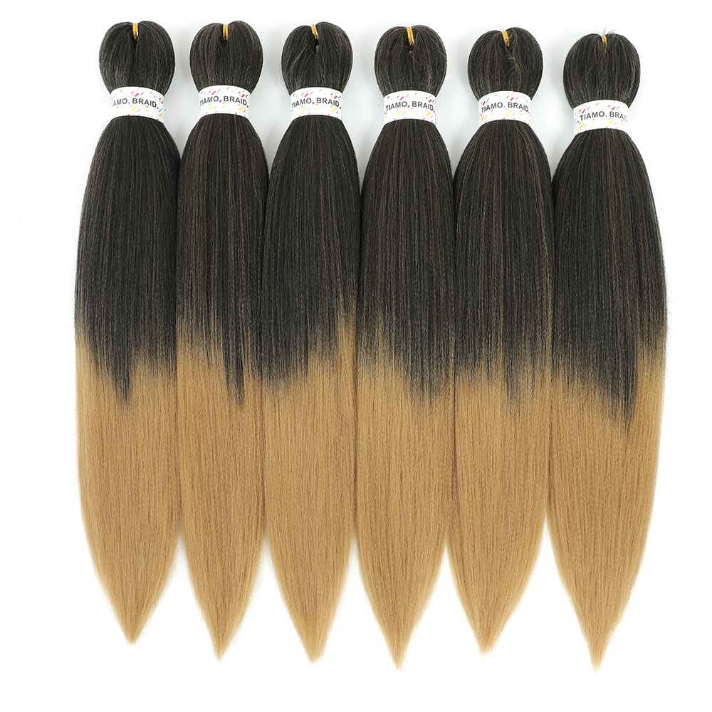 Ombre Pre Stretched Braiding Hair Ez Braid Hair Low Temperature Fiber Synthetic Crochet Braiding Hair Extensions: 1 / 8Pcs/Lot