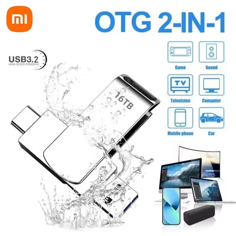 Xiaomi 16TB Flash Drive USB 3.2 Super High Speed Transfer Metal Mini U Disk Pen Drive Type C Memory Waterproof Disk SSD U Drive