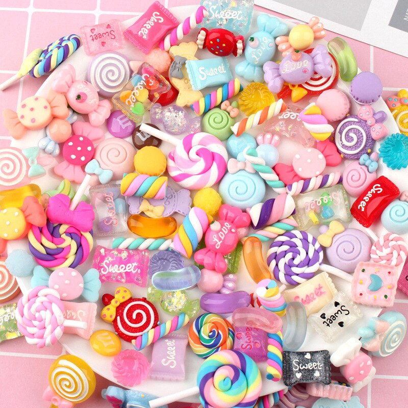 10 Stuks Resin Candy Charm Candy Mix Diy Telefoon Geval Decoratie Voor Clay Crystal Lijm Miniatuur Resin Cake Candy