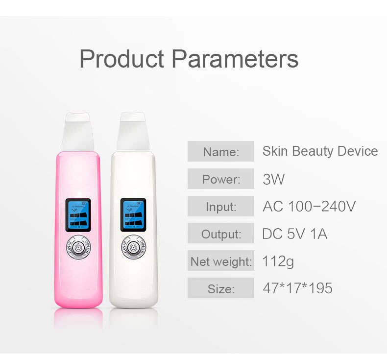 Ultrasonic Ion Skin Scrubber Facial Care Ultrasonic Scrubber Cleaner Blackhead Removal Face Peeling Extractor Skin Device