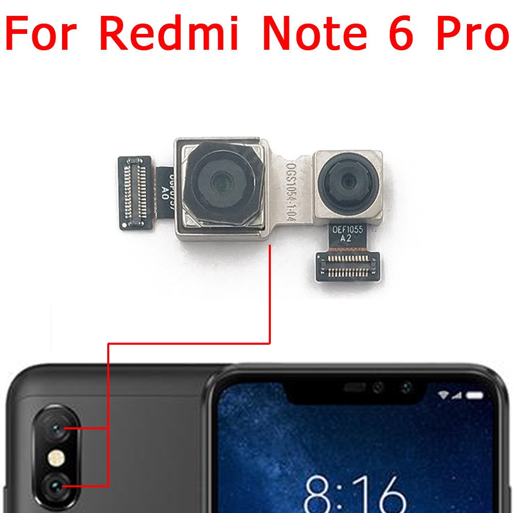 Original Front Back Camera For Xiaomi Redmi Note 7 6 Pro Rear Frontal Selfie Backside Camera Module Flex Replacement Spare Parts: Note 6 Pro Back