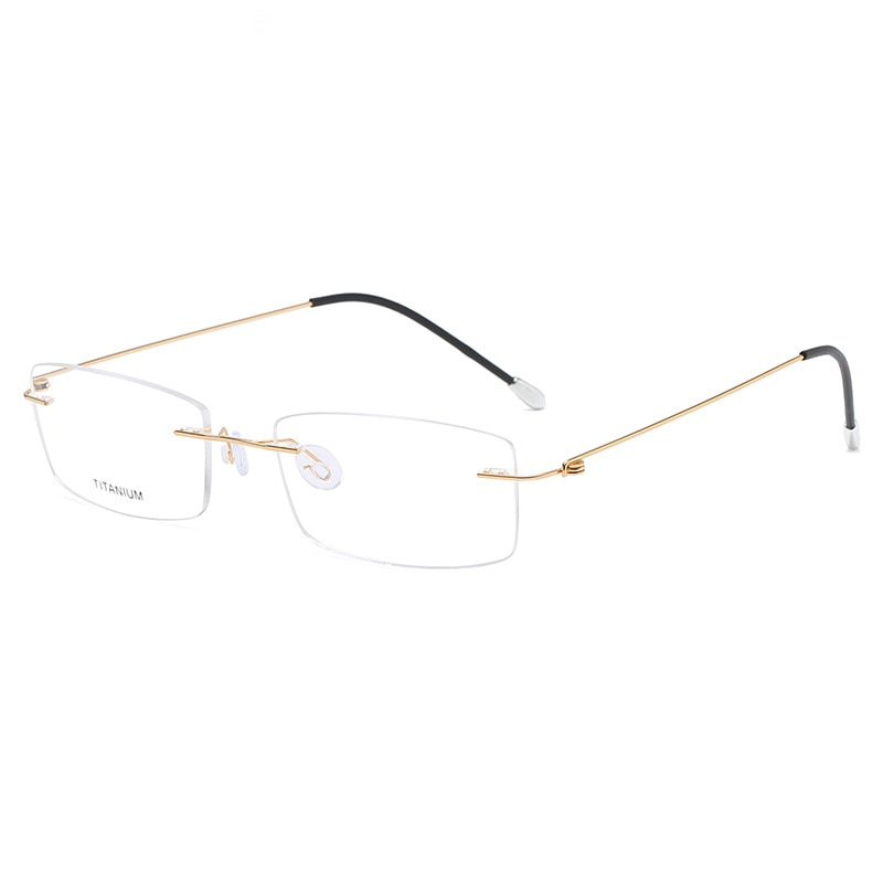 Hand-Made Ultralight Titanium Brilmontuur Mannen Klassieke Rechthoek Randloze Brillen Mannelijke Frameloze Recept Optische Eyewear