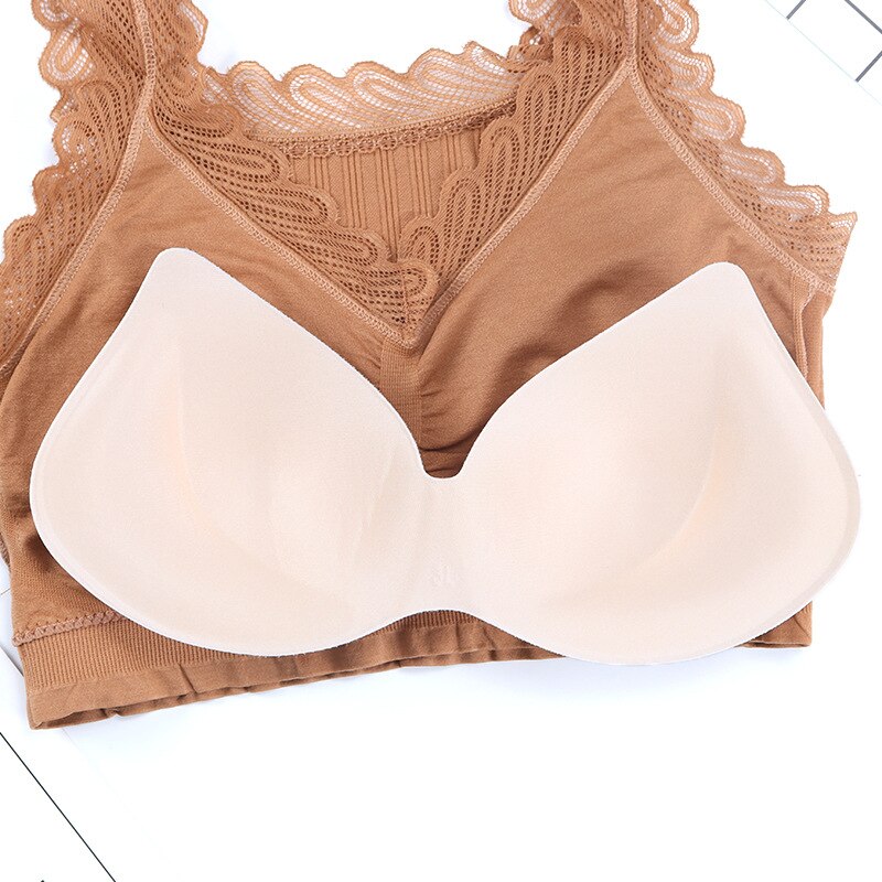 WANAYOU sostén deportivo de encaje para mujer, Top deportivo acolchado Push Up, sostén sin costuras para Yoga, Tops de Yoga para correr sin alambre, ropa interior deportiva transpirable
