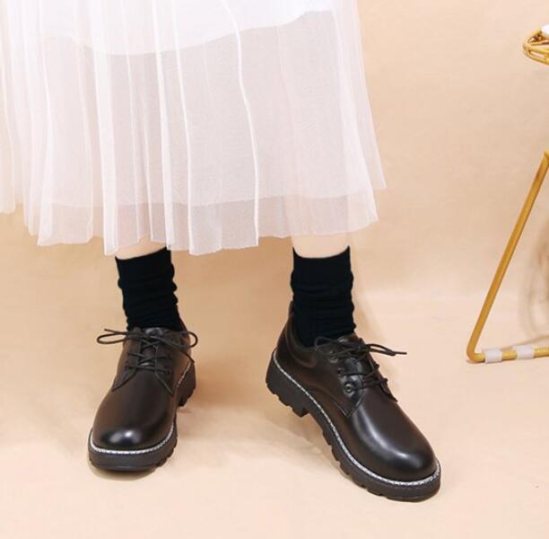 mujeres pisos británico estilo Oxford Zapatos mujeres encaje casual Up Pu pisos Zapatos Mujer señoras Zapatos