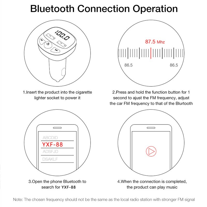 Floveme Quick Charge 3.0 Voor Iphone Xiaomi Autolader Usb Fm-zender Draadloze Handsfree Audio Ontvanger Auto MP3 Speler Led