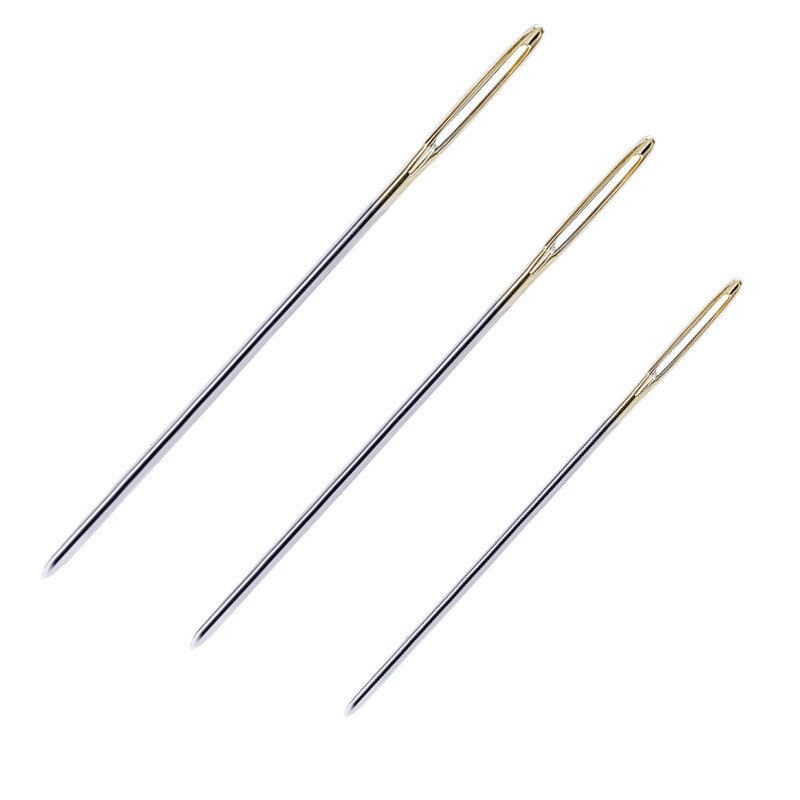 Jiwuo 100pcs Cross Stitch Embroidery Needles 22# 24# 26# Large Eye Hand Sewing Needles With Threader Home DIY Sewing Tool