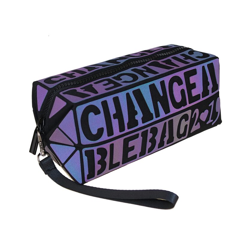 Selvlysende clutch tasker til kvinder punge luksus misfarvning geometrisk lynlås lange punge dame håndtaske boks mobiltelefon tasker: Type 5