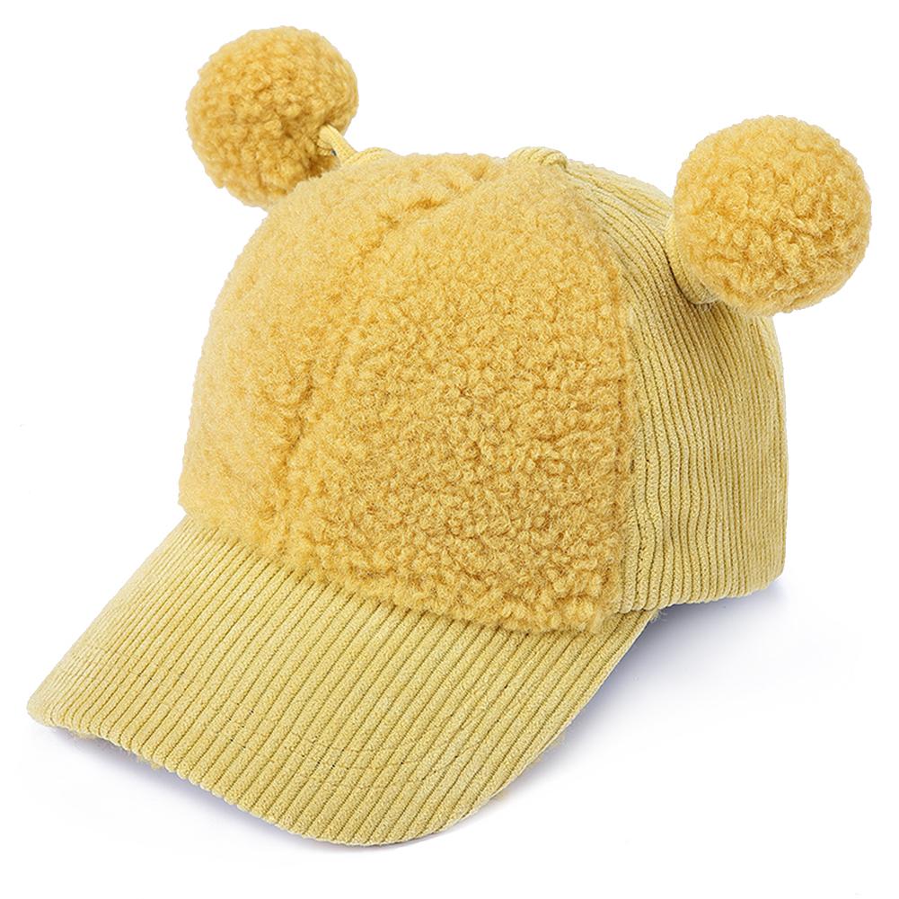 JOCESTYLE Baby Solid Color Baseball Caps Children Autumn Winter Fleece Snapback Hats: Yellow hat