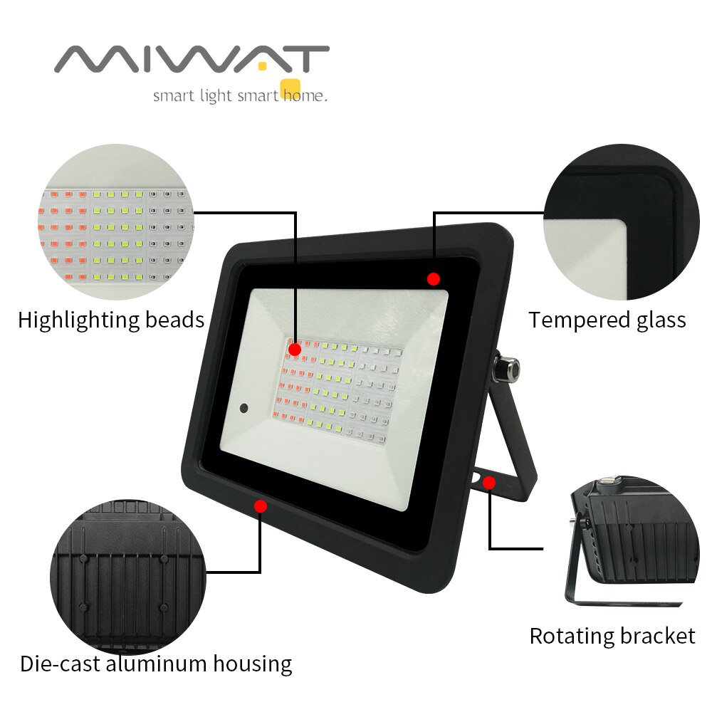 110v/220v rgb ledet flomlys  ip68 utendørs rgb flomlys belysning 20w 30w 50w 100w veggvasker lampe reflektor hage søkelyset