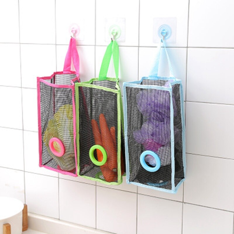 1Pc Plastic Garbag Bag Holder Stand Rubbish Trash Basket Wall Mounted Hanging Storage Box Organizer Rack Kitchen Accessories