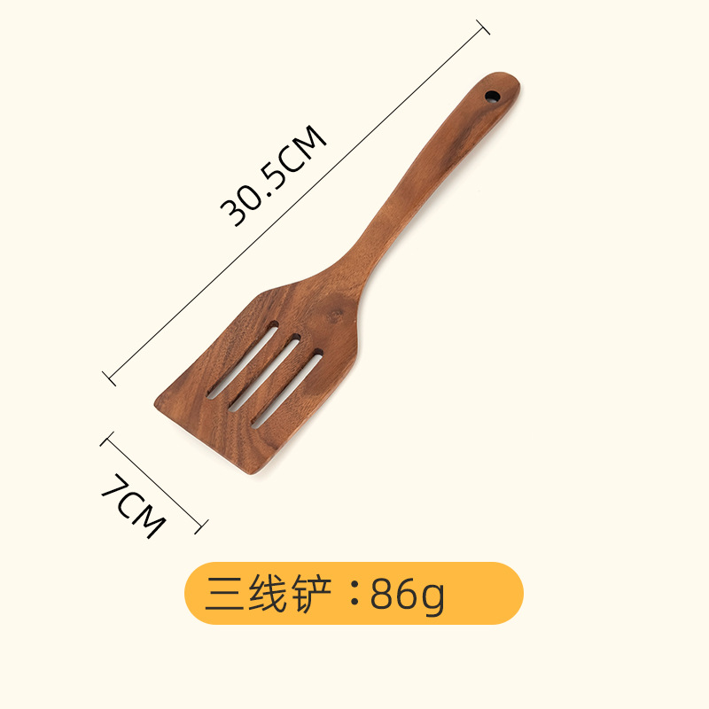 Teak Spoon Set Acacia Wood Long Handle Cooking Utensils Non-stick Pan Special Wooden Cooking Spatula: NO. 3