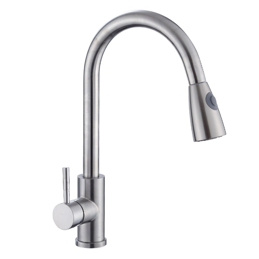 304 Stainless Steel Kichen Bathroom And Cold Tap Pulling Type Faucet Stretch Adjustable Faucet (with 2pcs 60cm Soft Tube Sil