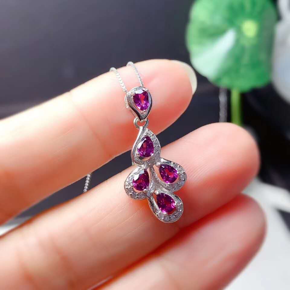 Naturale Granato Orecchini Della Pietra Preziosa Della Collana Del Pendente impostato S925 Argento bene di Modo affascinante Dei Monili di Cerimonia Nuziale per Le Donne di Trasporto libero: Platinum collana