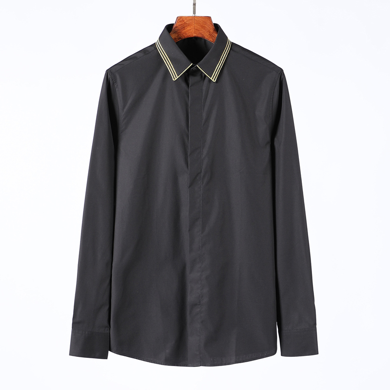 Merke skjorte herre langermet slim casual chemise homme ren bomull business mannlige dress skjorter pluss størrelse camisas: Svart / S
