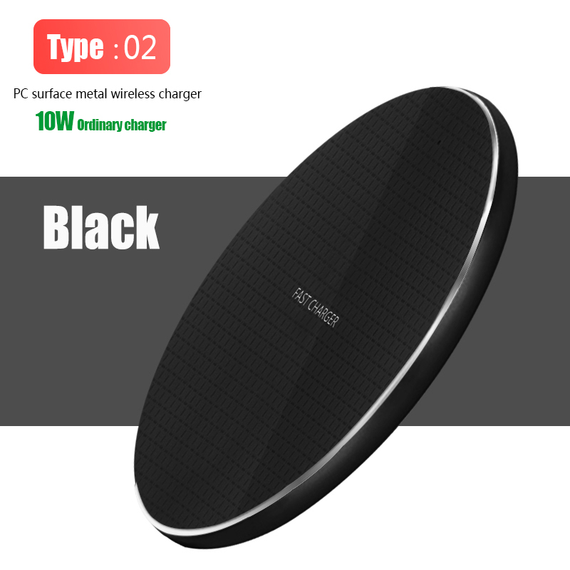 Qi Wireless Charger Pad 10W Fast Charging for Samsung S20 S10 Note 10 iPhone 11 Pro Xs Max X 8 Plus Metal Wireless Quick Charge: Type 2 D3 Black