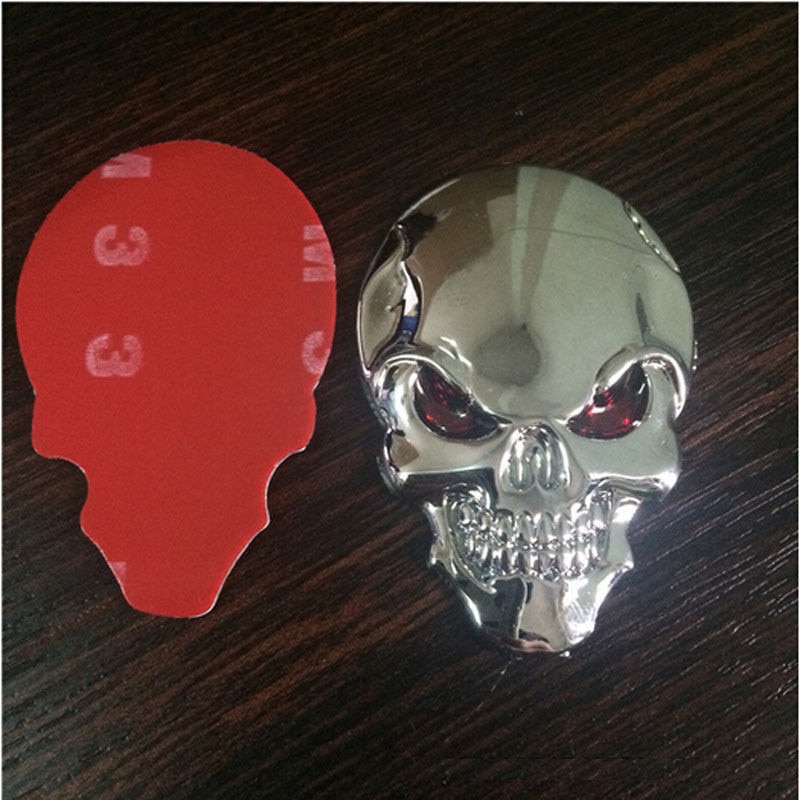 Skull Bone Auto Motorfiets Auto Chroom Zilver 3D Metalen Embleem Badge Decal Sticker