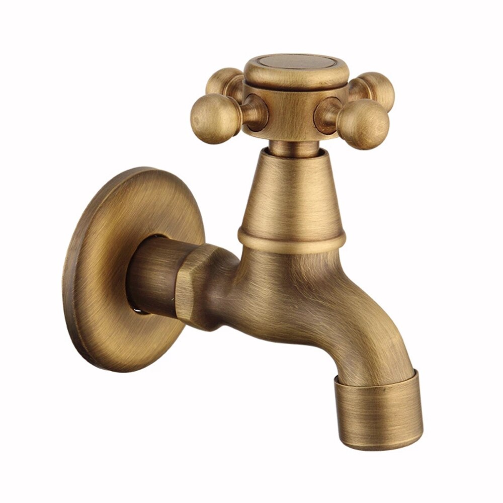 Wall Mount Bibcock Brass Retro Tap Decorative Outdoor Garden Taps Washing Machine Mop Luxury Antique WC Faucet: Short Mop Mop Pool